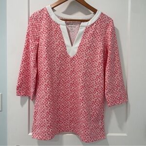 Tommy Bahama Island Zone Aubrey Pink 3/4 Sleeve V Neck UPF 30 Tunic Top NWT (Sm)
